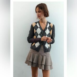 Pattern ruffle skort